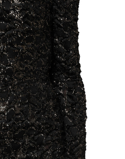 Dolce &amp; Gabbana – Schwarzes Etuikleid aus Bouclé-Tweed mit Pailletten