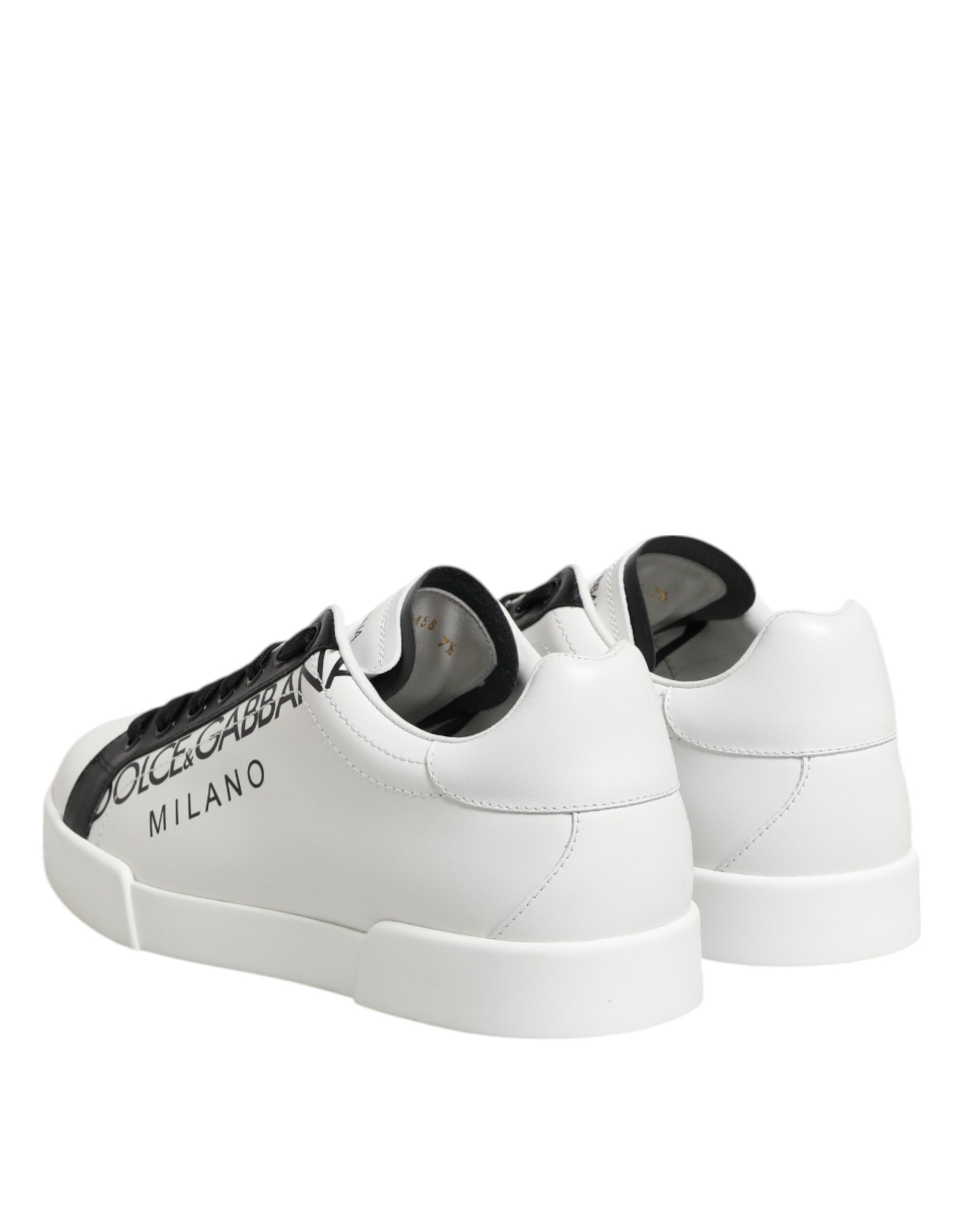 Dolce & Gabbana Black White Leather Portofino Sneaker Shoes