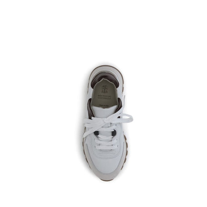 Brunello Cucinelli White Leather Athletic Sneakers