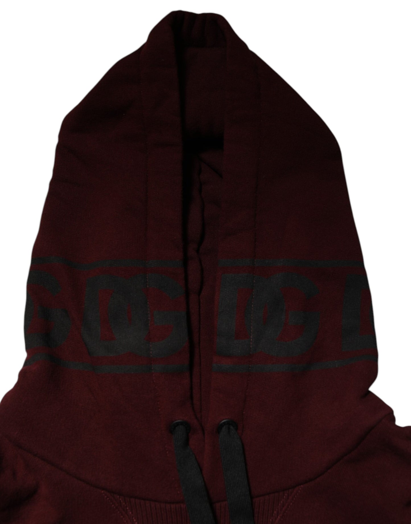 Dolce &amp; Gabbana Burgunderroter Baumwoll-Kapuzenpullover mit kariertem Futter für Herren