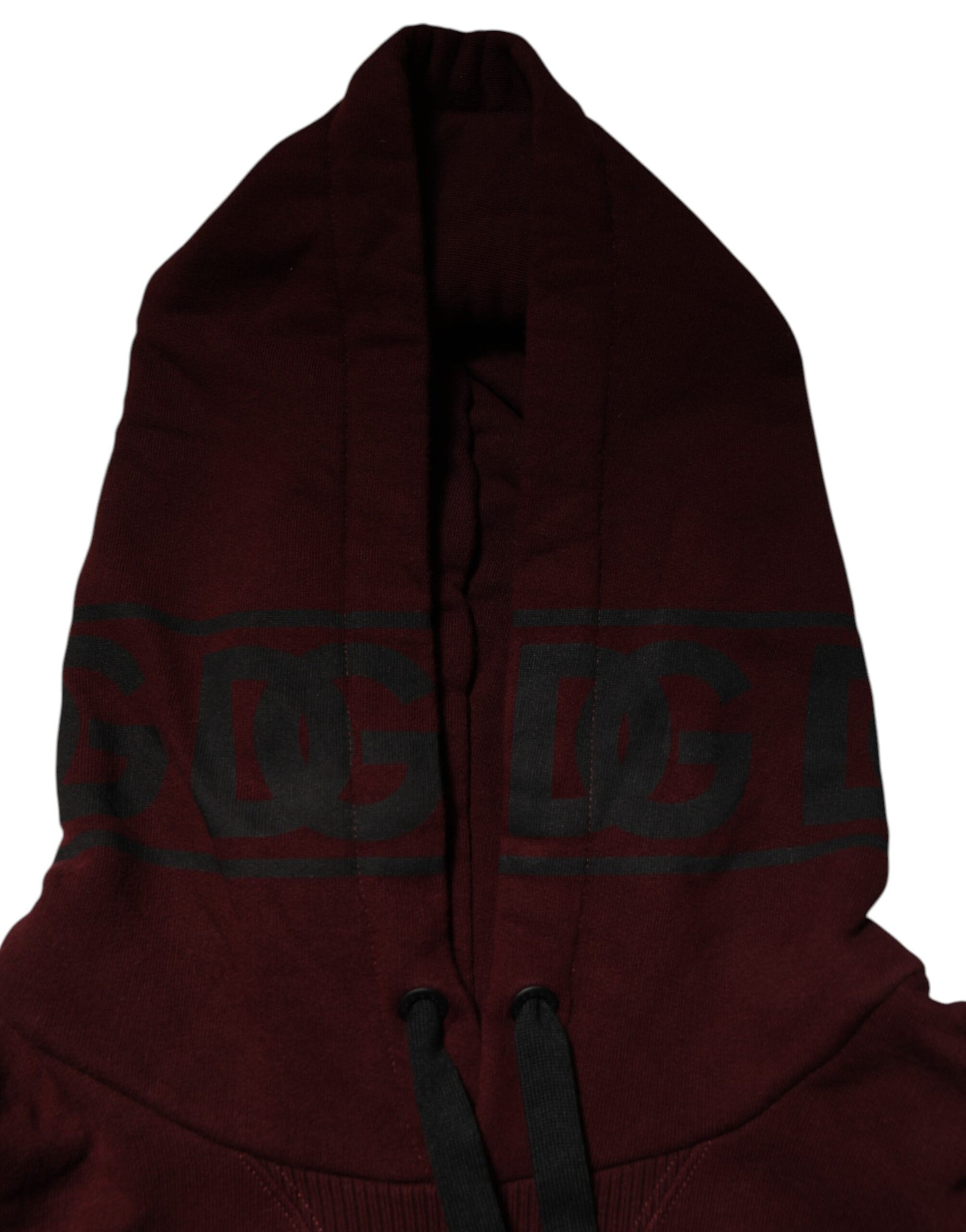 Dolce &amp; Gabbana Burgunderroter Baumwoll-Kapuzenpullover mit kariertem Futter für Herren