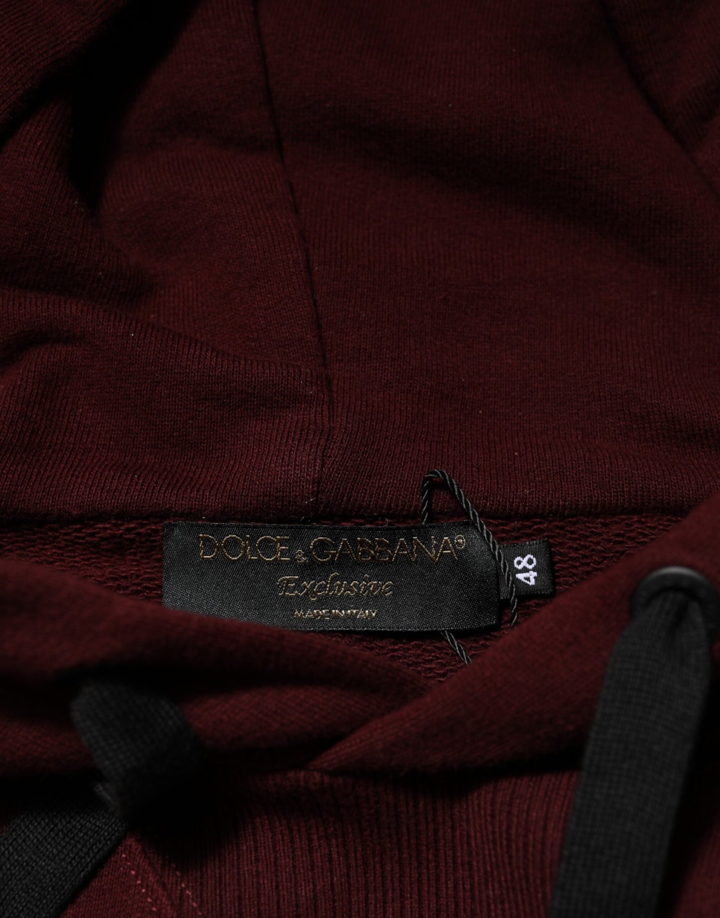 Dolce &amp; Gabbana Burgunderroter Baumwoll-Kapuzenpullover mit kariertem Futter für Herren