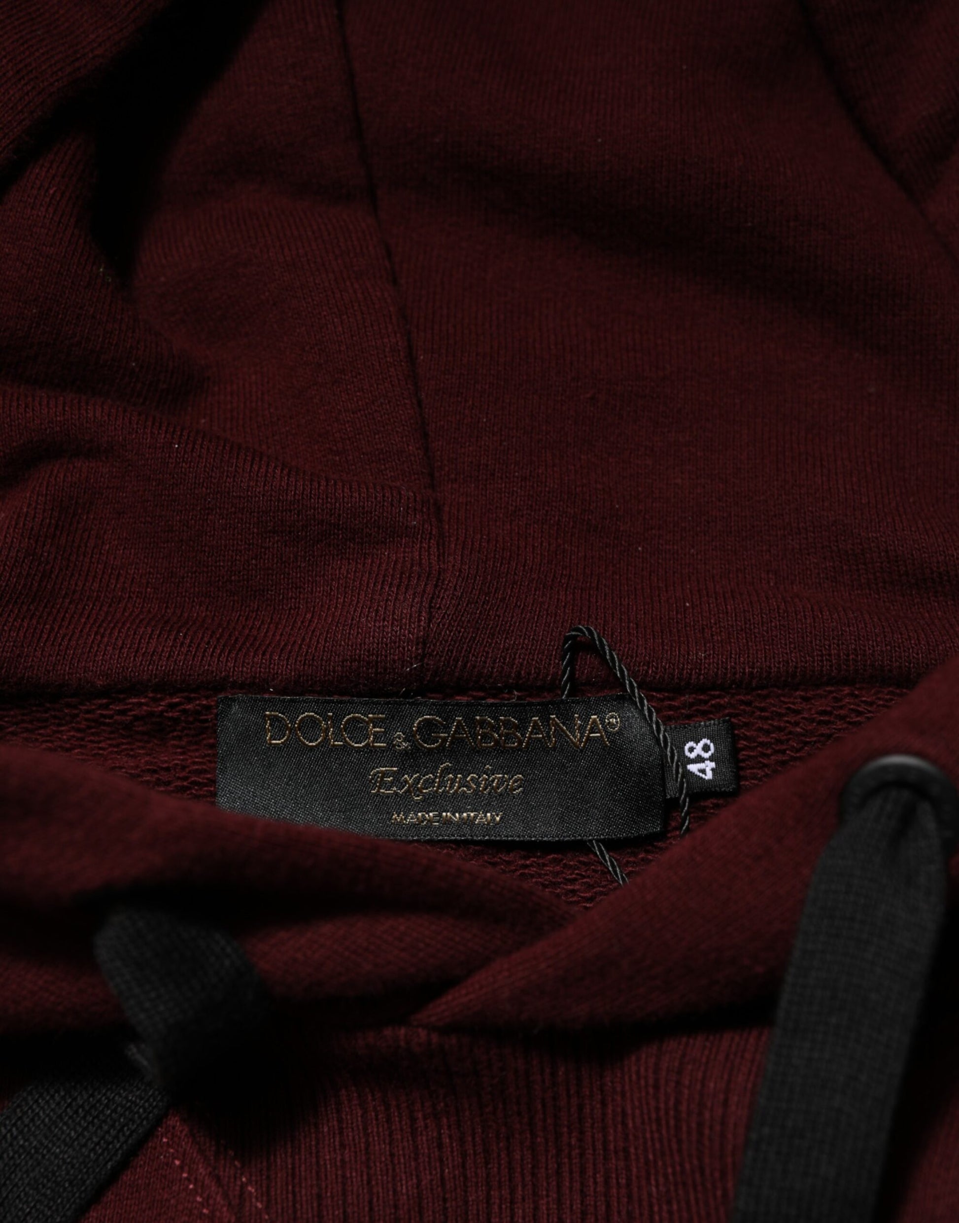 Dolce &amp; Gabbana Burgunderroter Baumwoll-Kapuzenpullover mit kariertem Futter für Herren