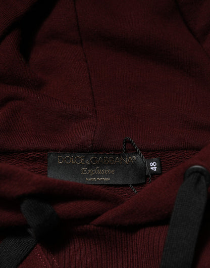 Dolce &amp; Gabbana Burgunderroter Baumwoll-Kapuzenpullover mit kariertem Futter für Herren
