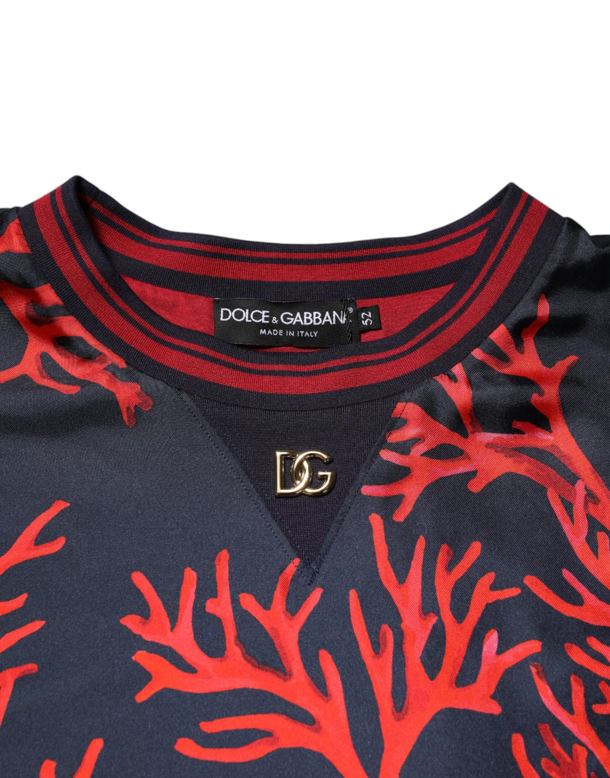 Dolce &amp; Gabbana Seidenpullover mit marineblauem und rotem Korallendruck