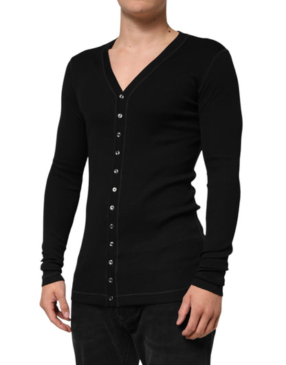 Dolce &amp; Gabbana – Schwarzer Cardigan aus Baumwolle mit Knopfleiste für Herren