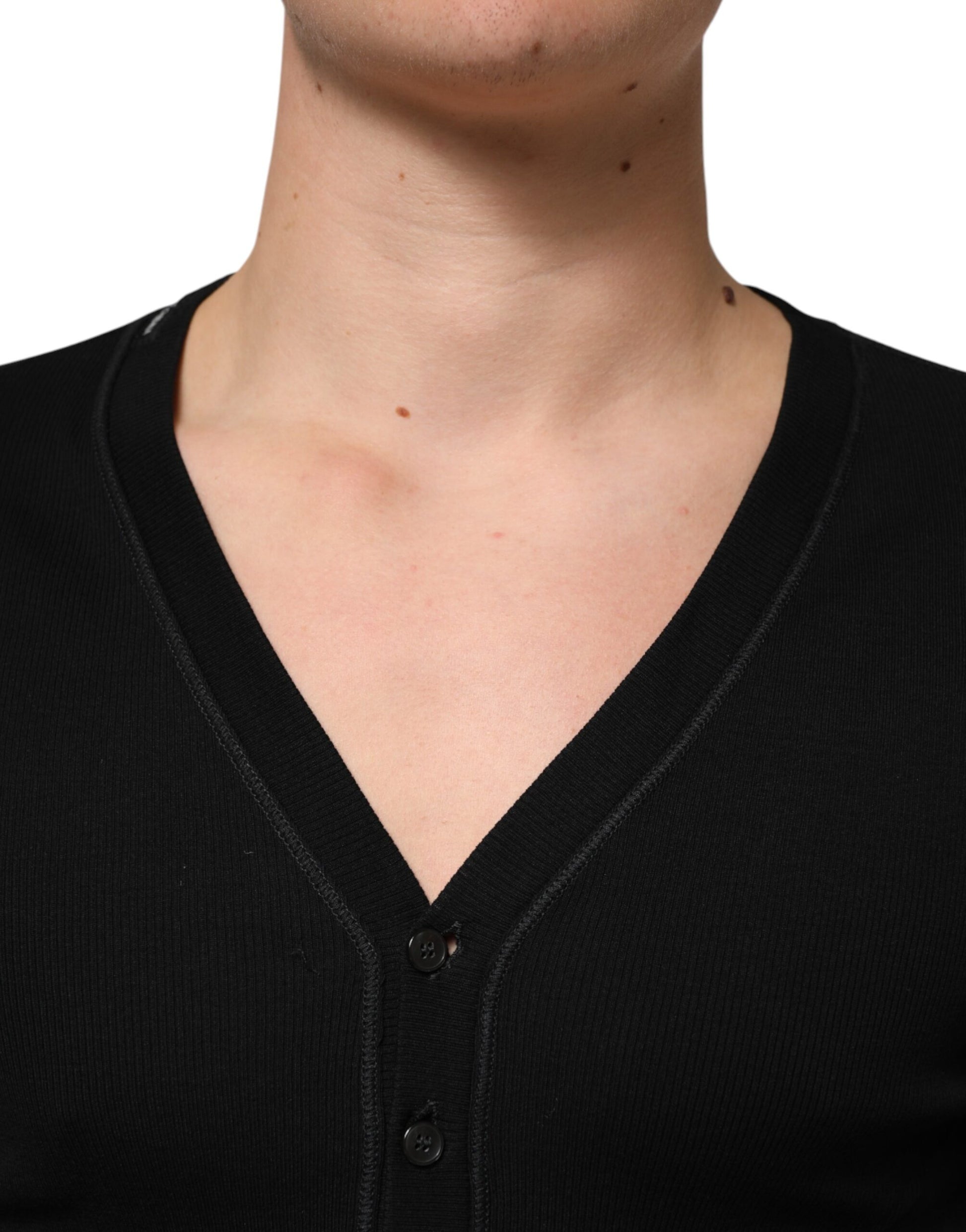 Dolce &amp; Gabbana – Schwarzer Cardigan aus Baumwolle mit Knopfleiste für Herren