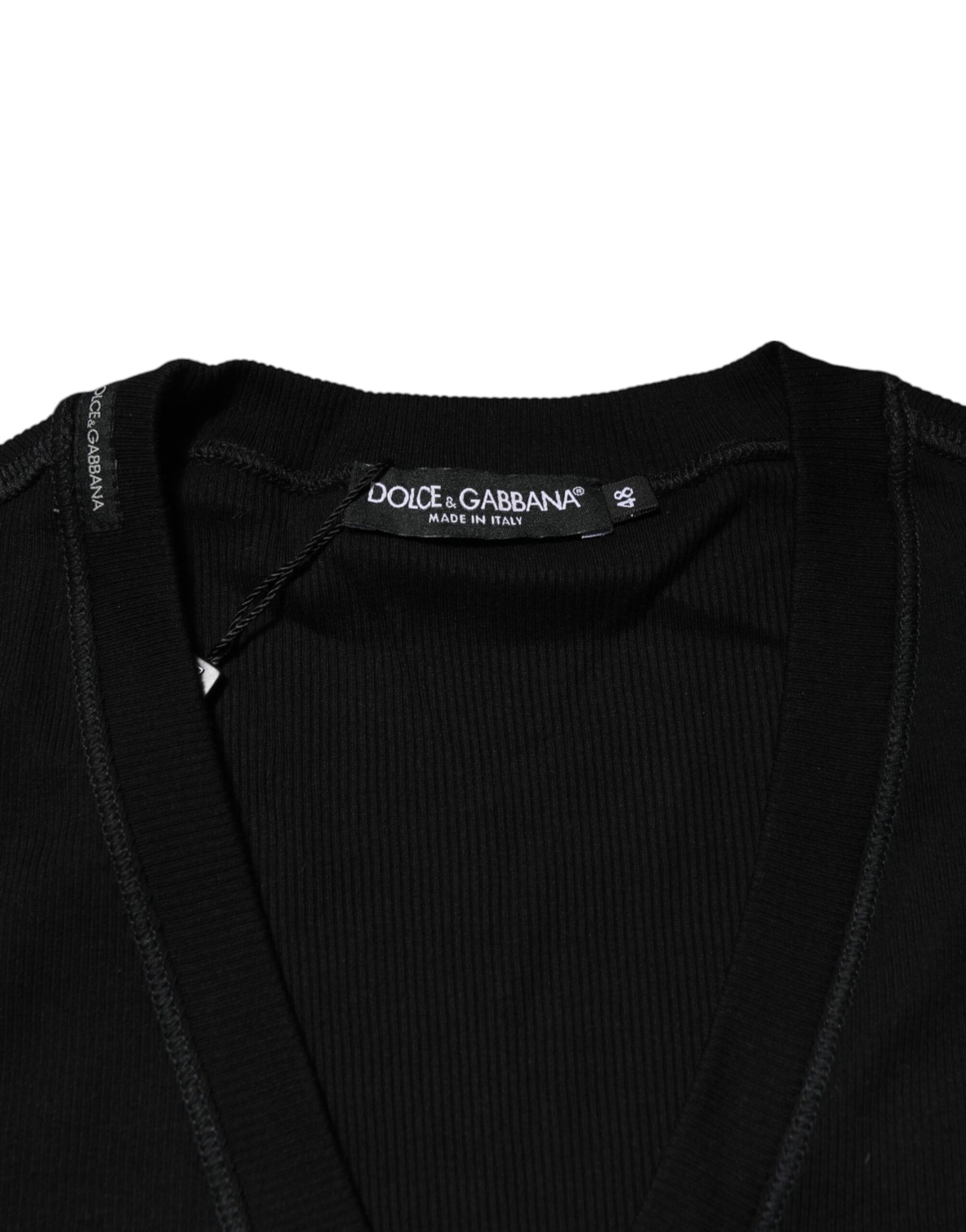 Dolce &amp; Gabbana – Schwarzer Cardigan aus Baumwolle mit Knopfleiste für Herren