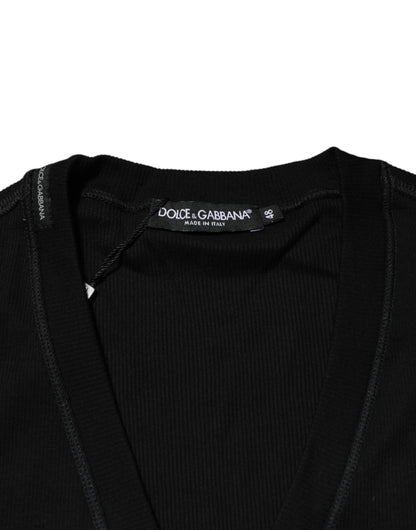 Dolce &amp; Gabbana – Schwarzer Cardigan aus Baumwolle mit Knopfleiste für Herren