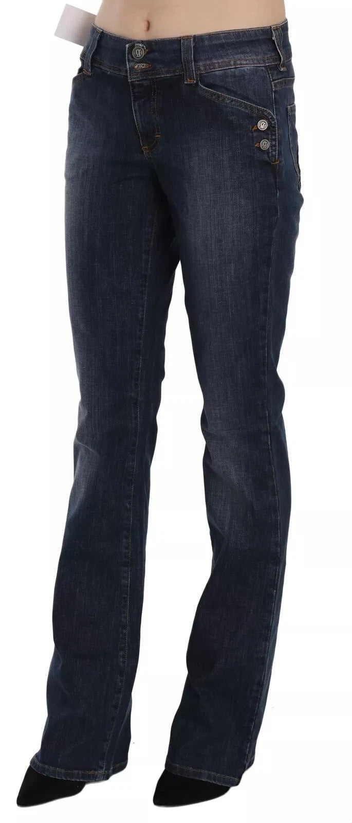 John Galliano Blau verwaschene Jeans mit mittlerer Taille und ausgestelltem Denim, Freizeithose 