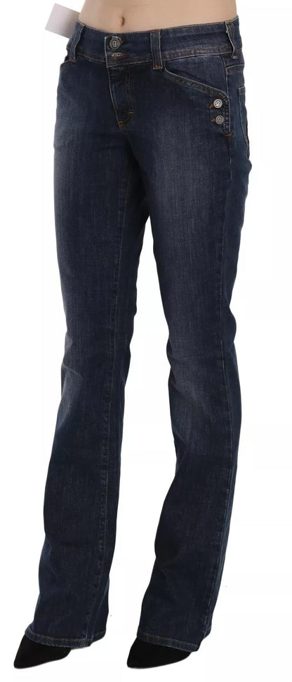 John Galliano Blau verwaschene Jeans mit mittlerer Taille und ausgestelltem Denim, Freizeithose 