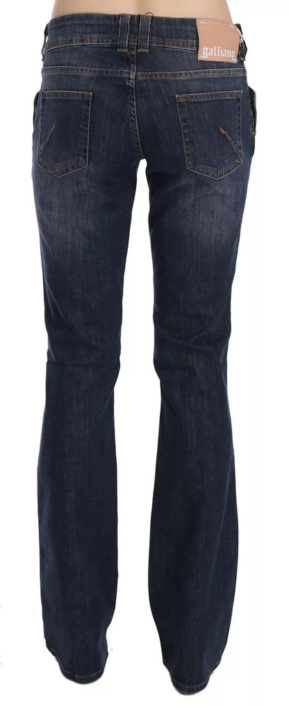 John Galliano Blau verwaschene Jeans mit mittlerer Taille und ausgestelltem Denim, Freizeithose 