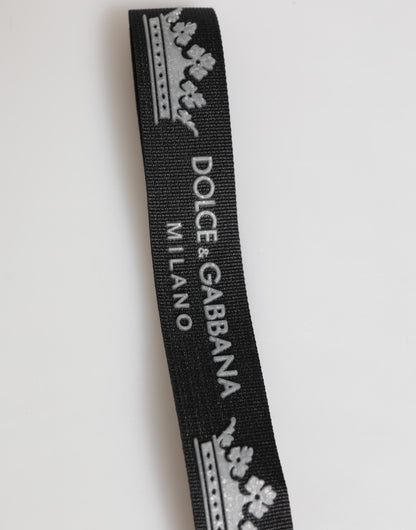 Dolce & Gabbana Black Silver Nylon DG Crown Men's Holder Keychain Keyring