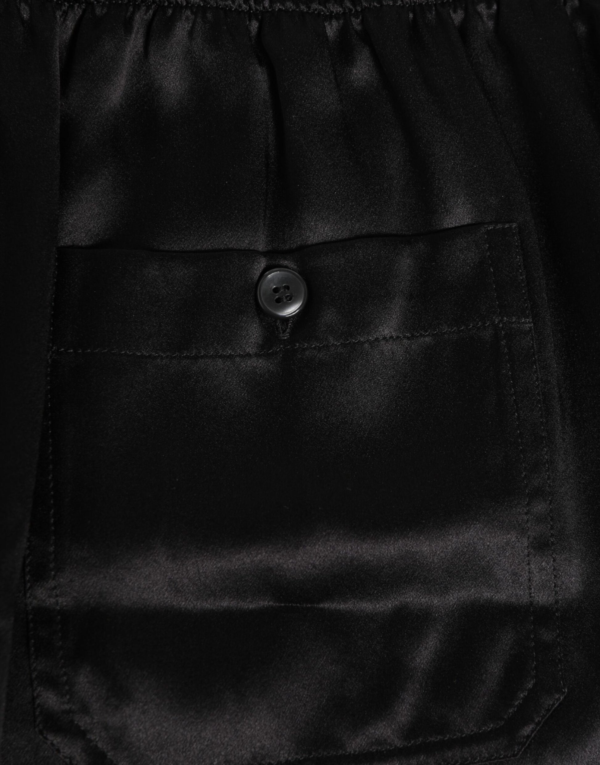 Dolce &amp; Gabbana Schwarze elastische Herren-Boxershorts aus Seidensatin