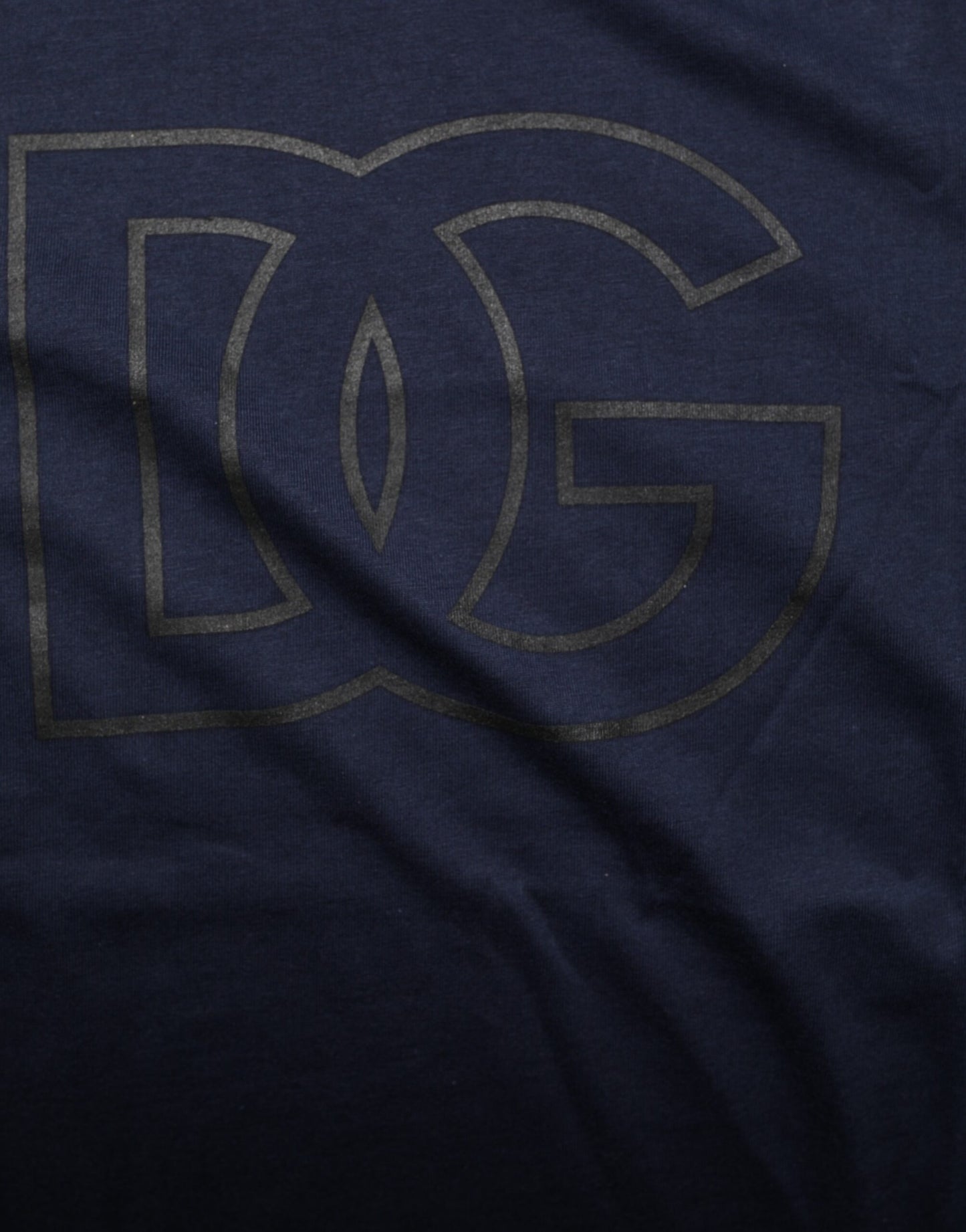 Dolce &amp; Gabbana Herren-T-Shirt aus dunkelblauer Baumwolle mit DG-Logo-Print