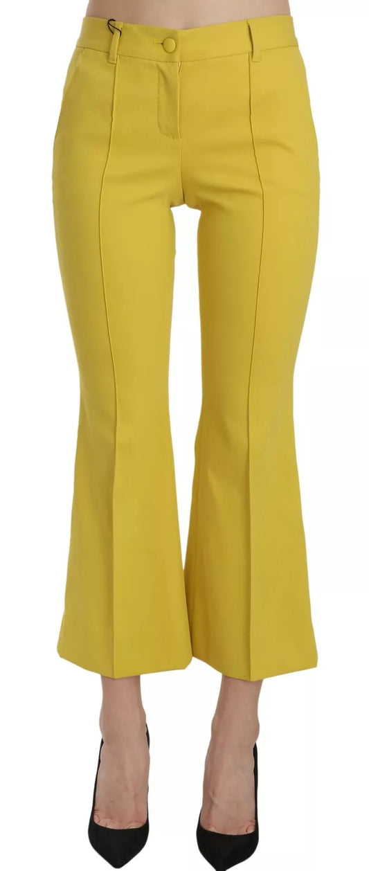 Dolce &amp; Gabbana Gelbe ausgestellte Bootcut-Caprihose aus Baumwolle