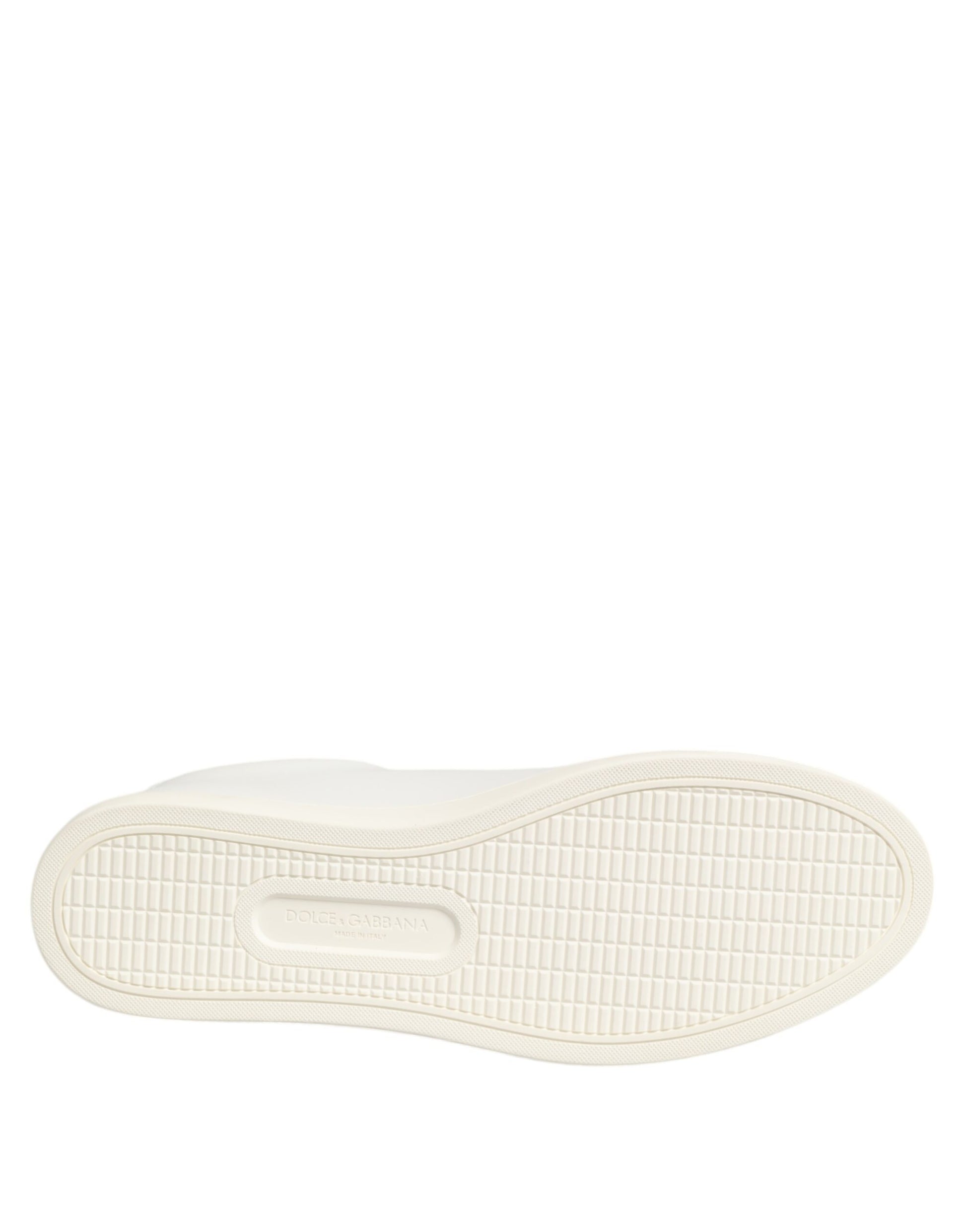 Dolce &amp; Gabbana – Niedrige Schuhe aus weißem Leder mit Rosenstickerei