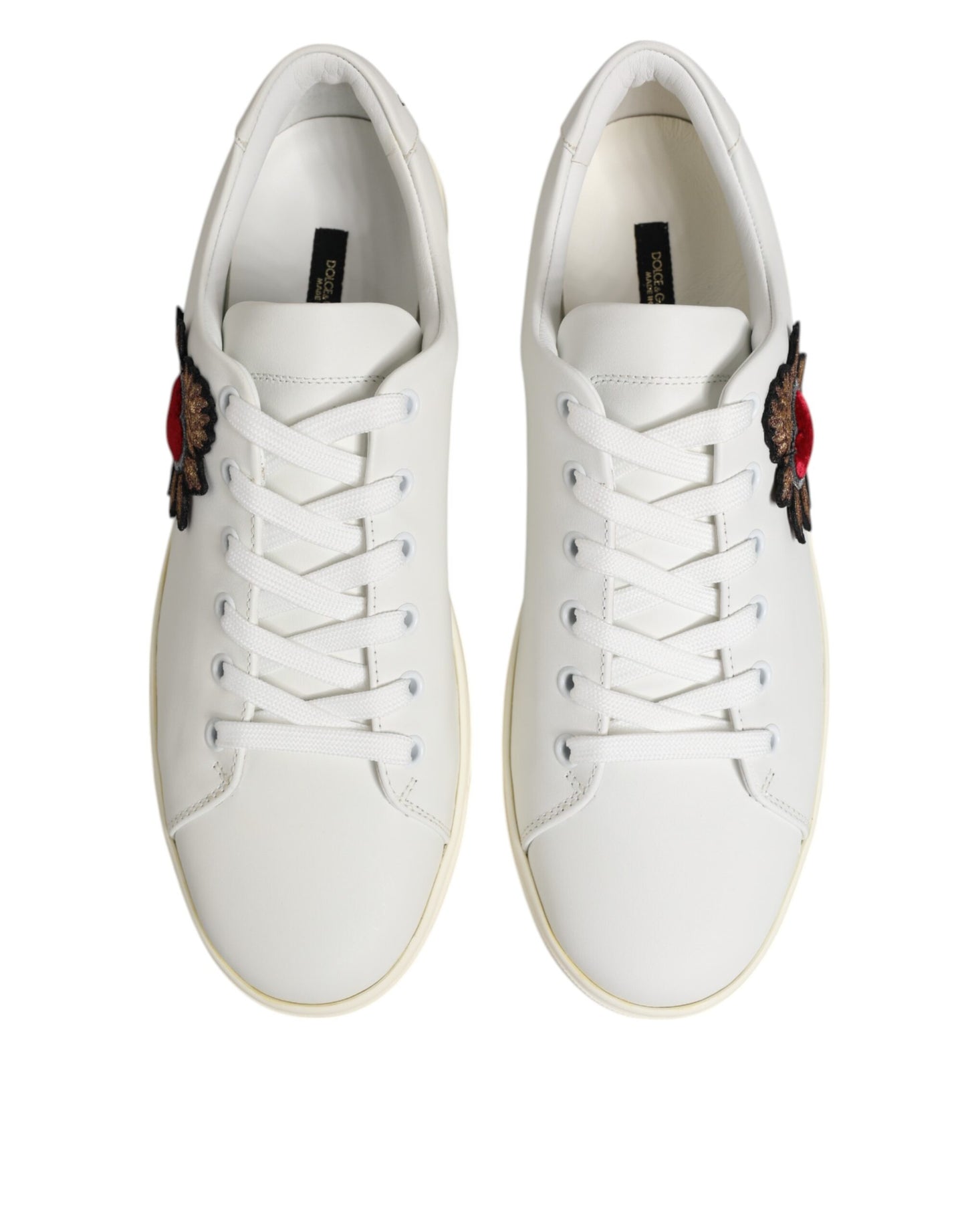 Dolce &amp; Gabbana – Weiße Sneakers aus Leder mit Sacre-Herz-Patch