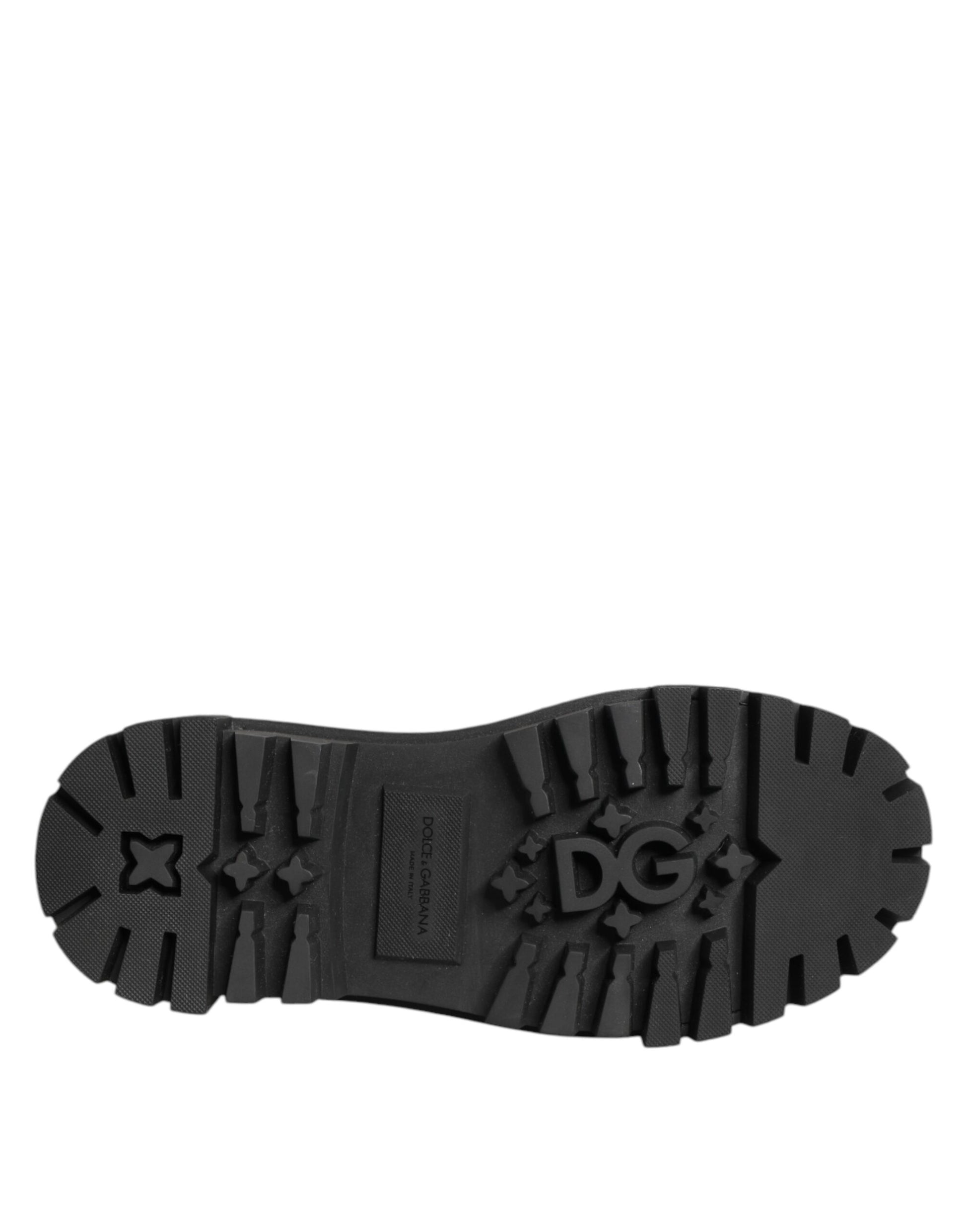 Dolce &amp; Gabbana – Derby-Schuhe aus schwarzem Leder mit Kristallen