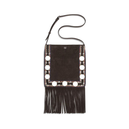 Valentino Garavani Brown Suede Leather Shoulder Bag