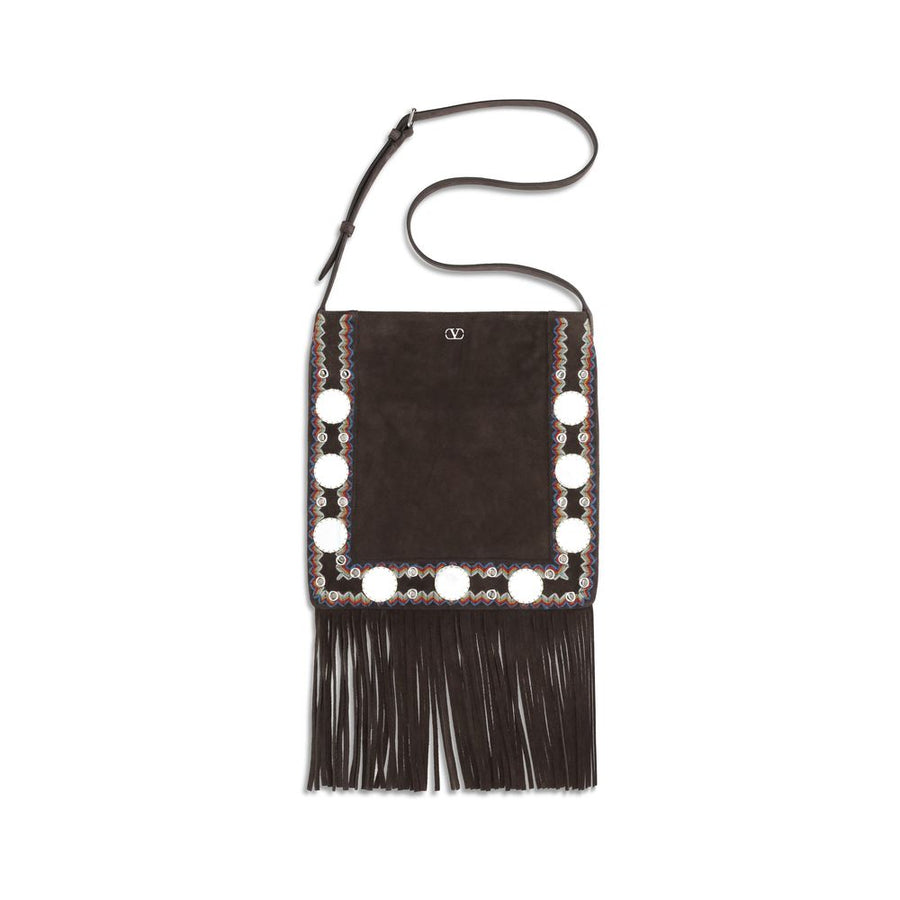Valentino Garavani Brown Suede Leather Shoulder Bag