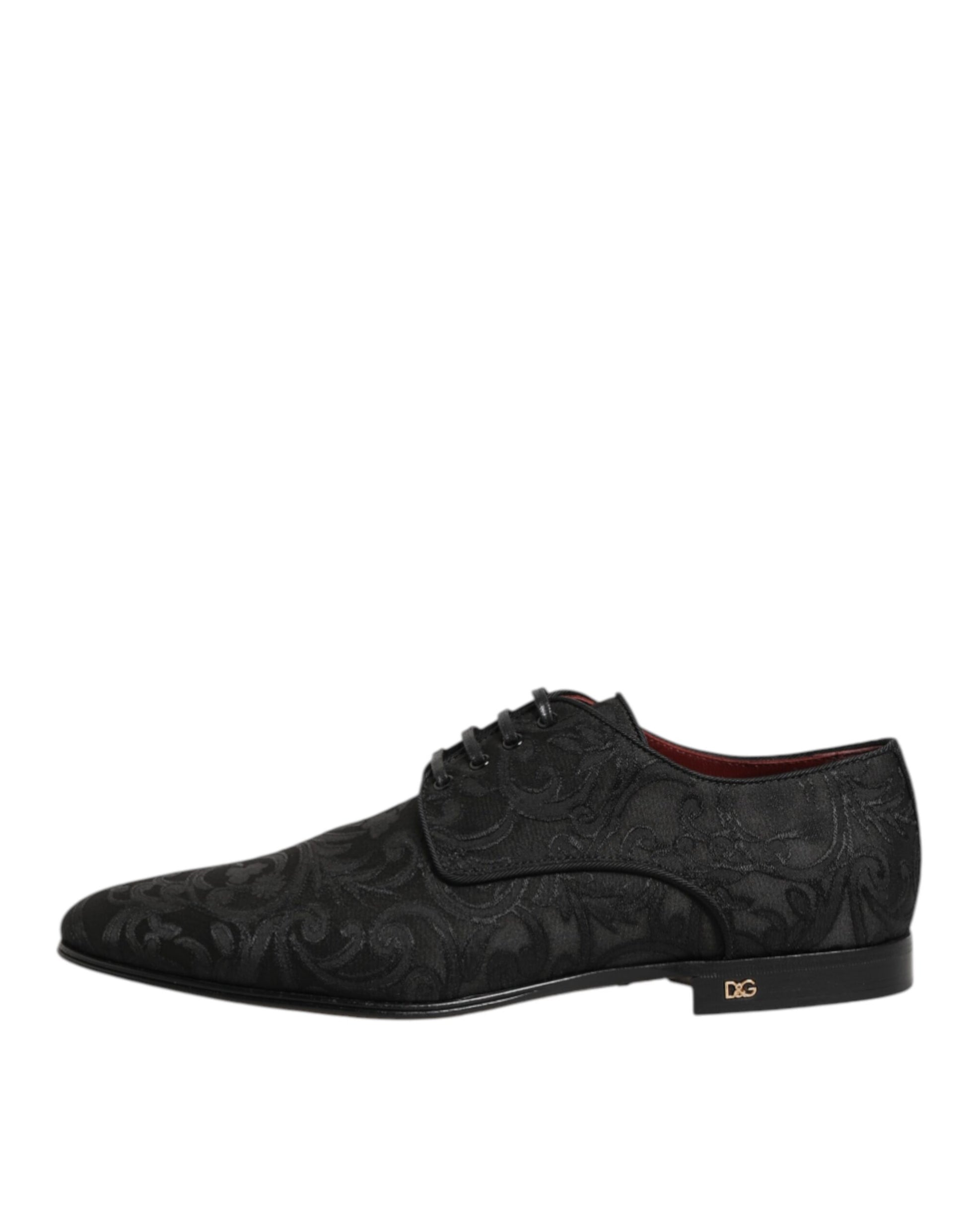 Dolce &amp; Gabbana – Derby-Schnürschuhe aus schwarzem Brokat für Herren