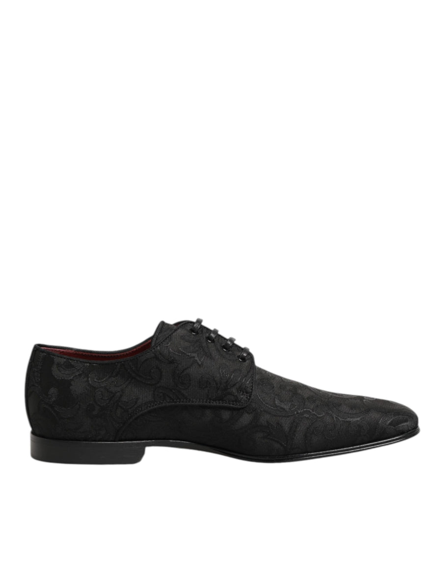 Dolce & Gabbana – Derby-Schnürschuhe aus schwarzem Brokat für Herren