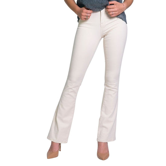 Only – Cremefarbene Bootcut-Jeans aus Baumwolle