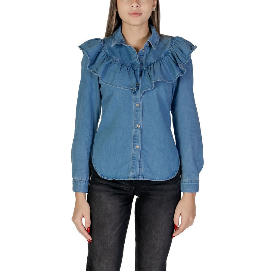 Only Blaue Baumwollbluse