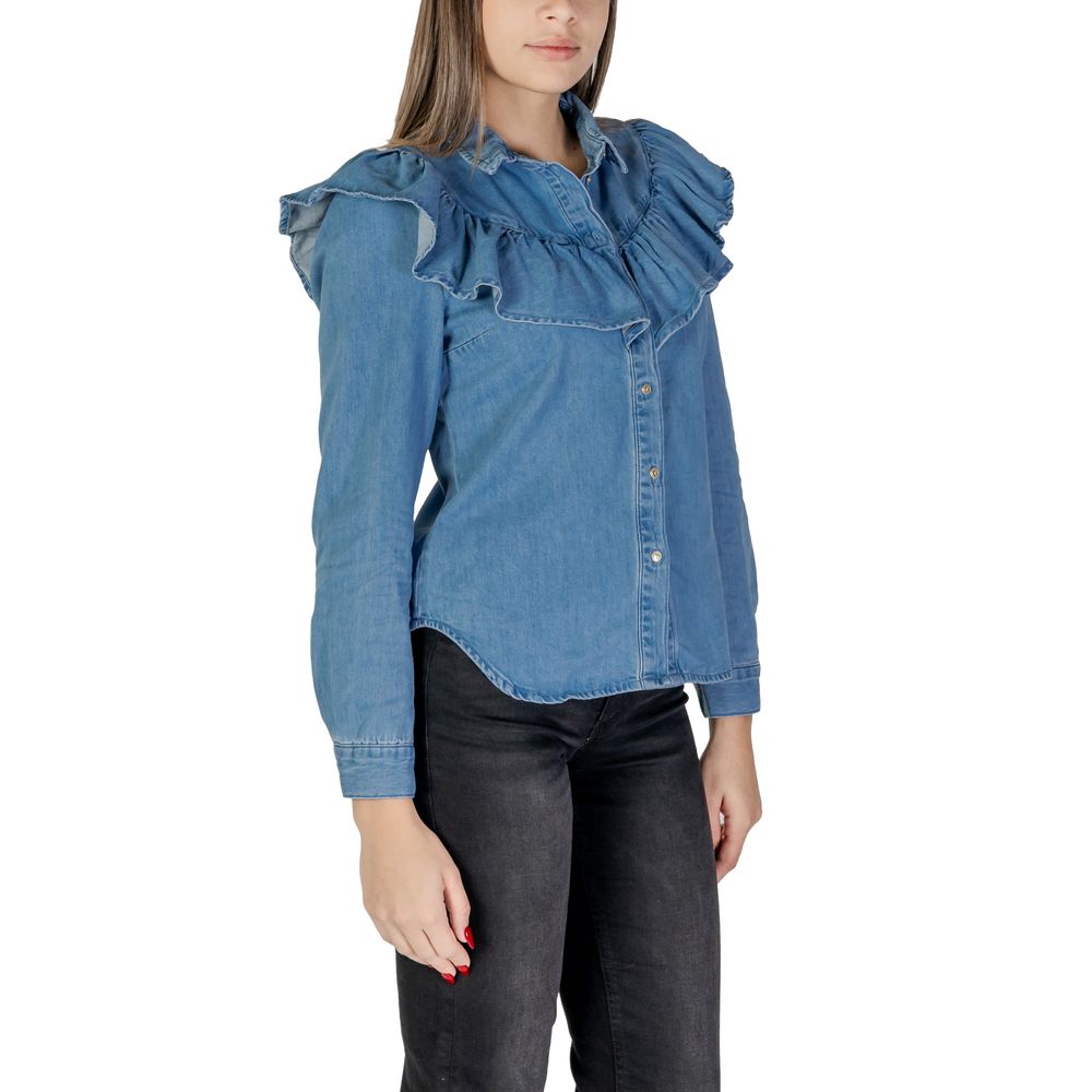 Only Blaue Baumwollbluse