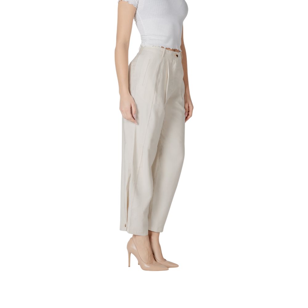 Vila Clothes Cream Viscose Casual Pants
