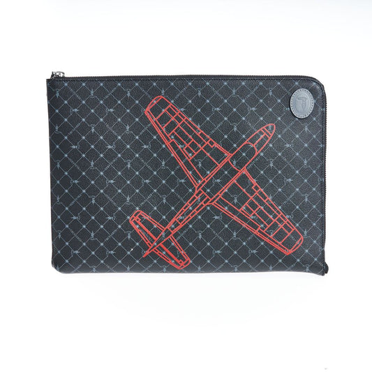 Trussardi Schwarze Leder Herren Clutch