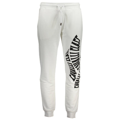 Cavalli Class Bianco Cotton Men Sport Pant