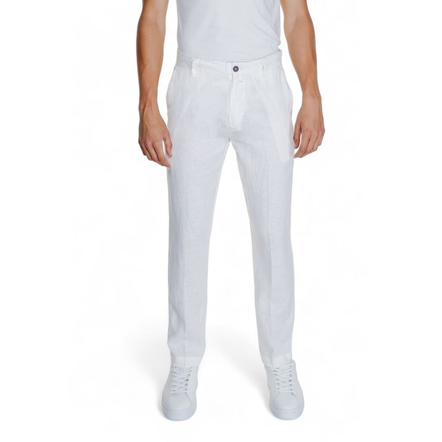Borghese White Linen Casual Pants
