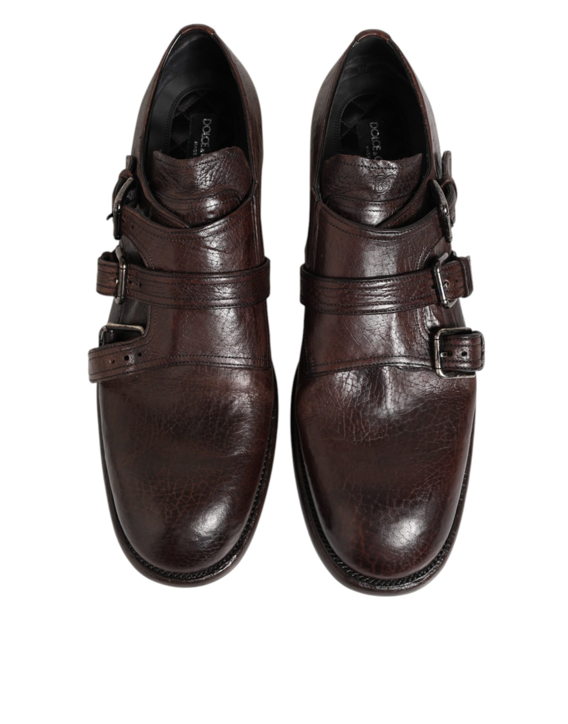 Dolce &amp; Gabbana – Formelle Derby-Schuhe aus braunem Leder mit Monkstrap