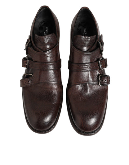 Dolce &amp; Gabbana – Formelle Derby-Schuhe aus braunem Leder mit Monkstrap