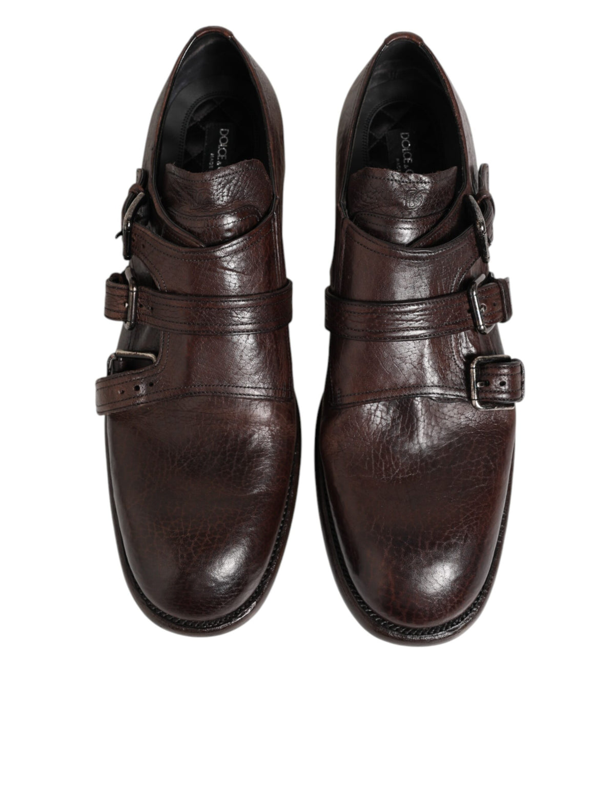 Dolce &amp; Gabbana – Formelle Derby-Schuhe aus braunem Leder mit Monkstrap