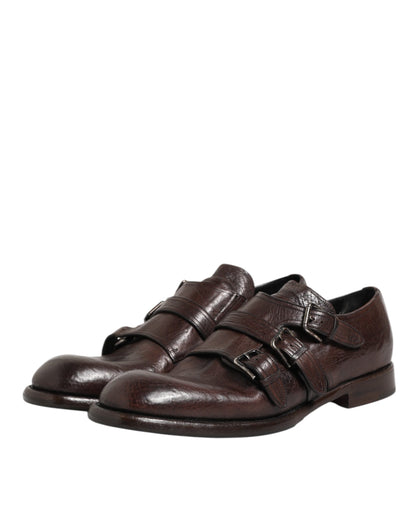 Dolce &amp; Gabbana – Formelle Derby-Schuhe aus braunem Leder mit Monkstrap