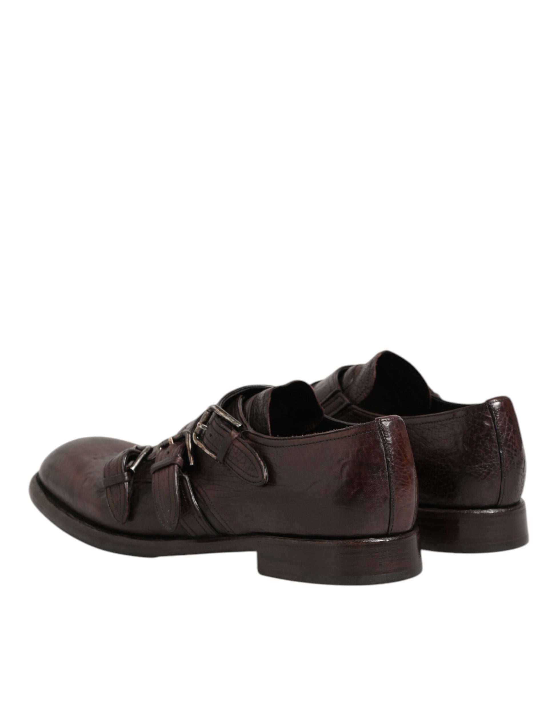 Dolce &amp; Gabbana – Formelle Derby-Schuhe aus braunem Leder mit Monkstrap