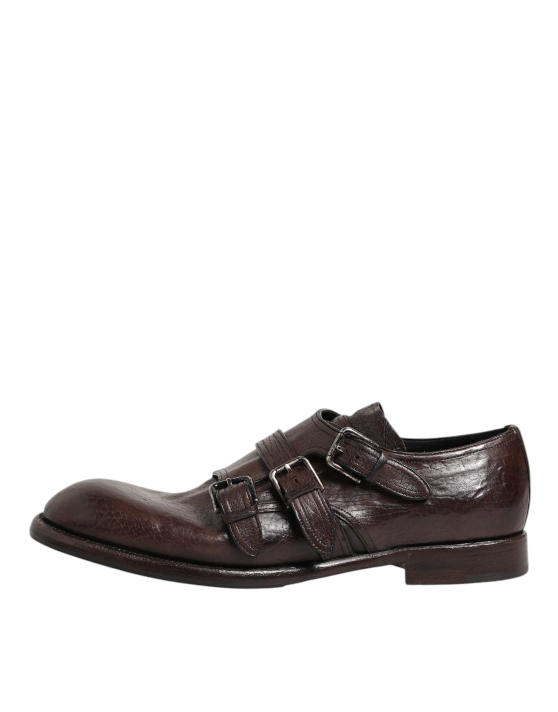 Dolce &amp; Gabbana – Formelle Derby-Schuhe aus braunem Leder mit Monkstrap