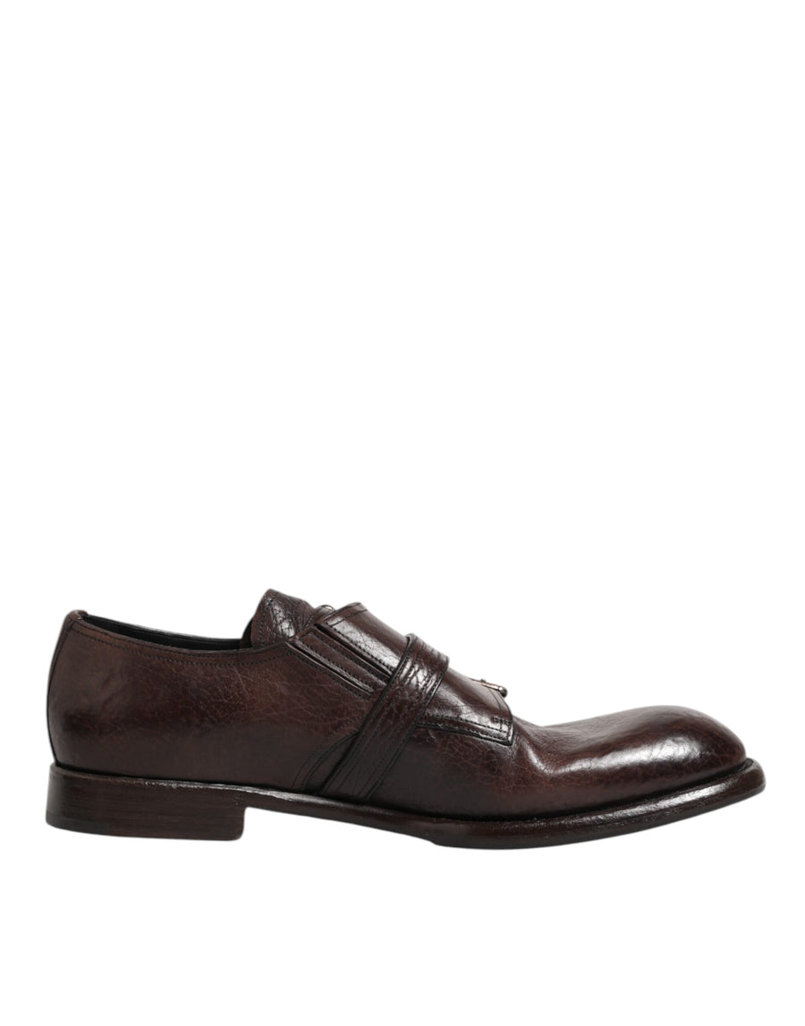 Dolce & Gabbana – Formelle Derby-Schuhe aus braunem Leder mit Monkstrap