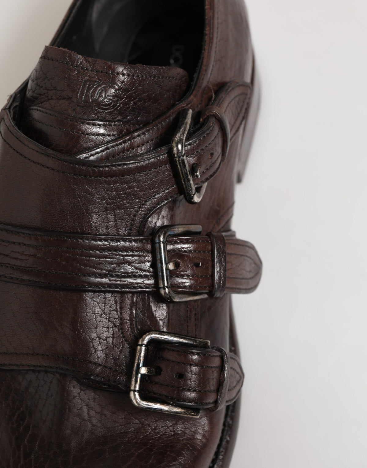 Dolce &amp; Gabbana – Formelle Derby-Schuhe aus braunem Leder mit Monkstrap