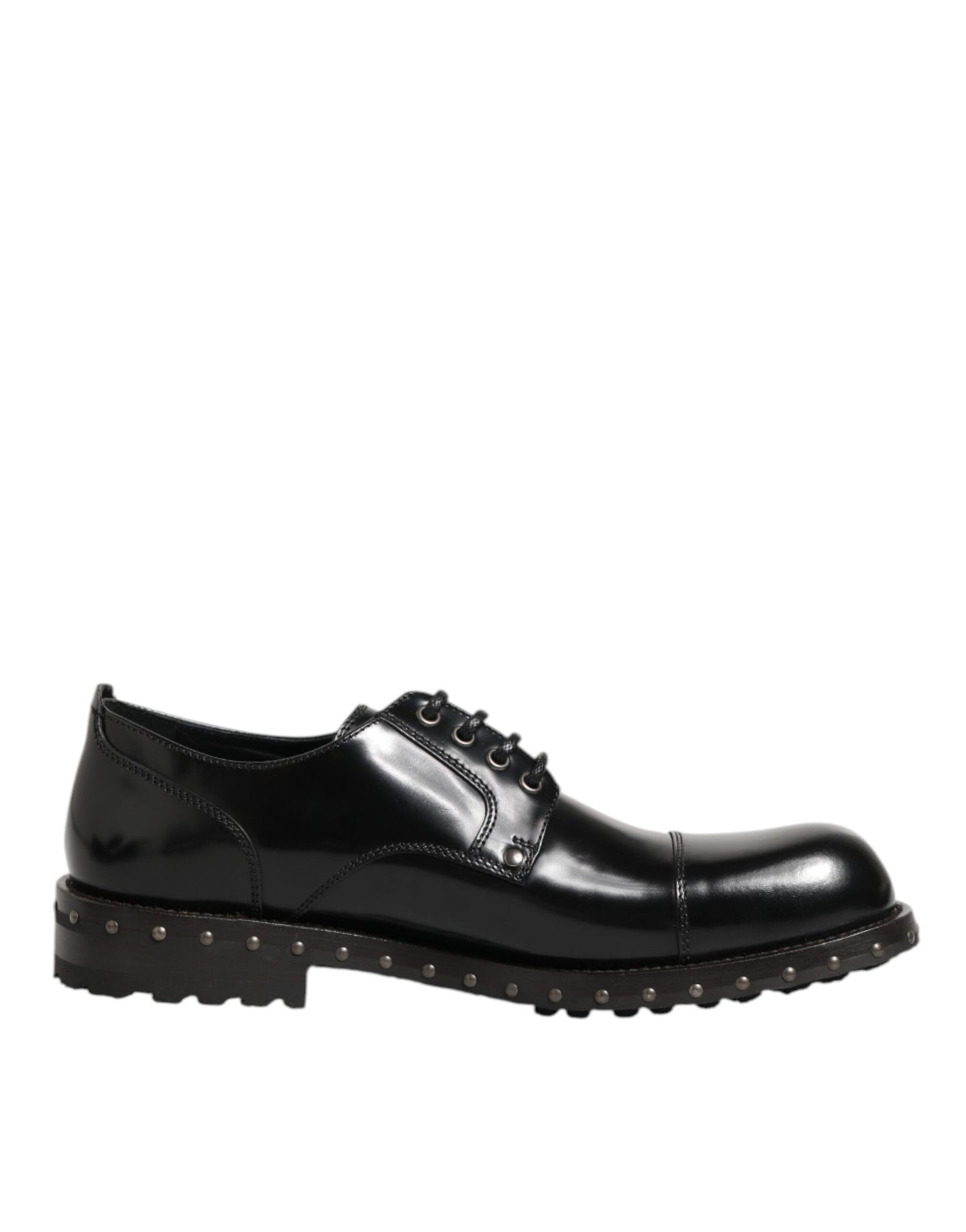 Dolce &amp; Gabbana – Formelle Derby-Schuhe aus schwarzem Leder mit Nieten für Herren