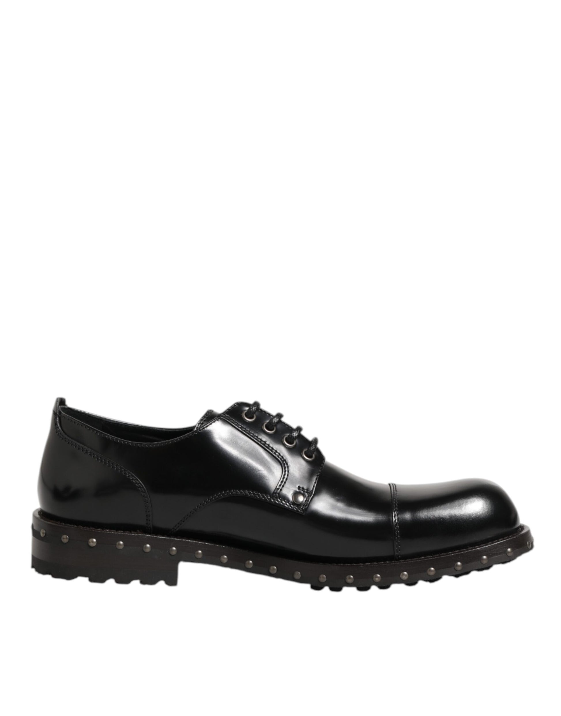 Dolce &amp; Gabbana – Formelle Derby-Schuhe aus schwarzem Leder mit Nieten für Herren