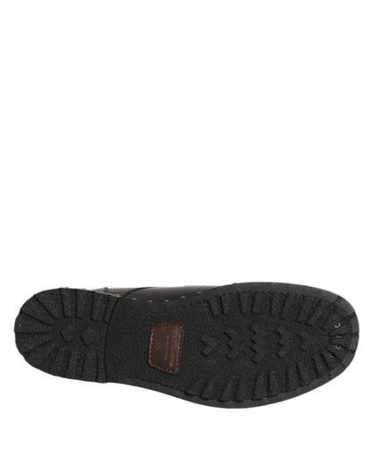 Dolce &amp; Gabbana – Formelle Derby-Schuhe aus schwarzem Leder mit Nieten für Herren