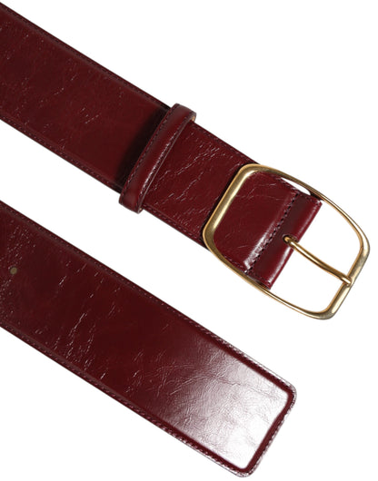 Dolce & Gabbana Burgundy Leather Gold Metal Buckle Women Belt