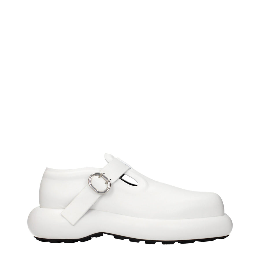 Jil Sander White Leather Slip-On Loafers