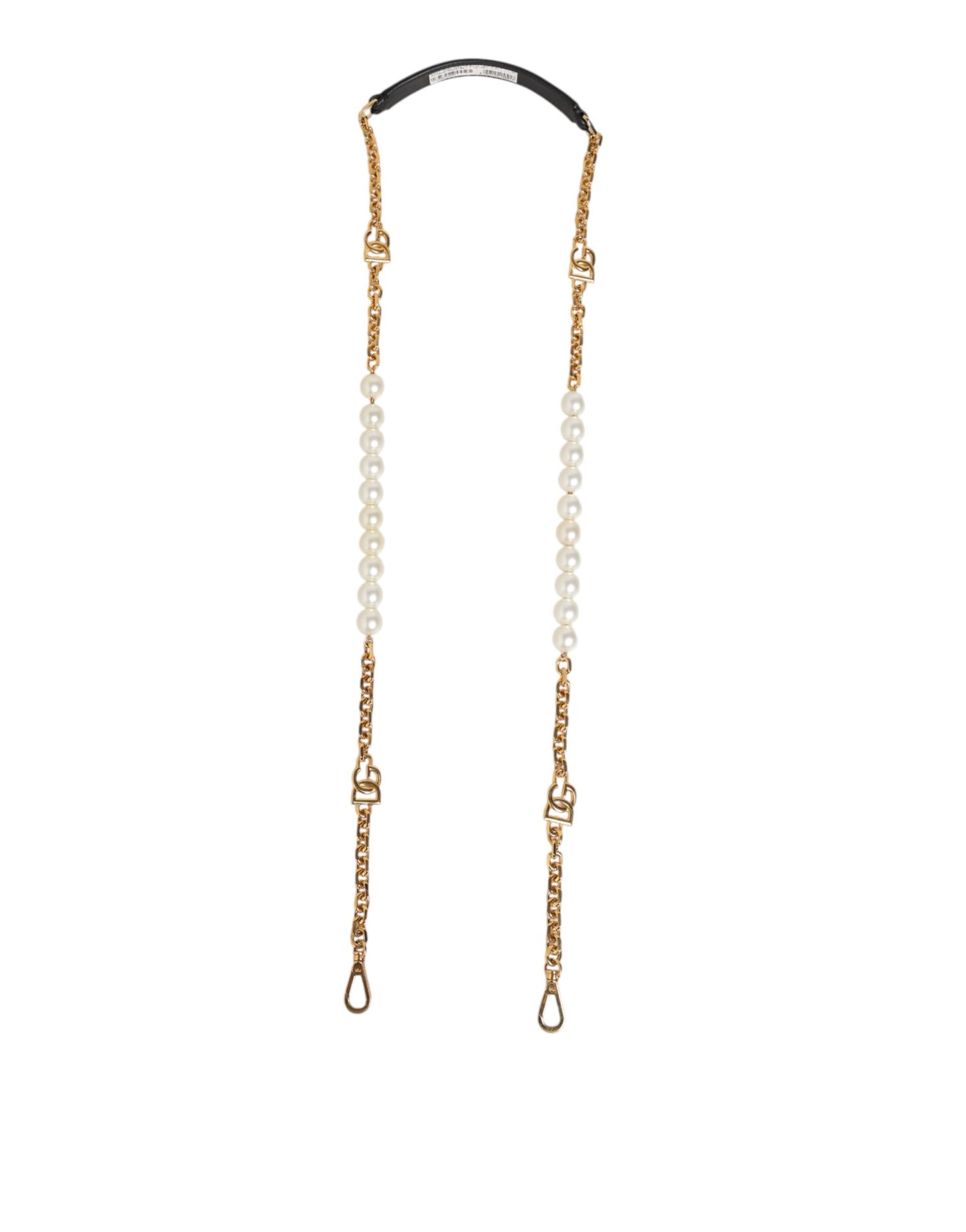 Dolce &amp; Gabbana Schwarzes Leder Gold Kette Tasche Zubehör Schultergurt