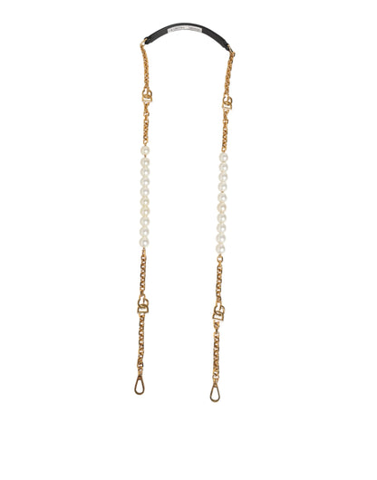 Dolce &amp; Gabbana Schwarzes Leder Gold Kette Tasche Zubehör Schultergurt