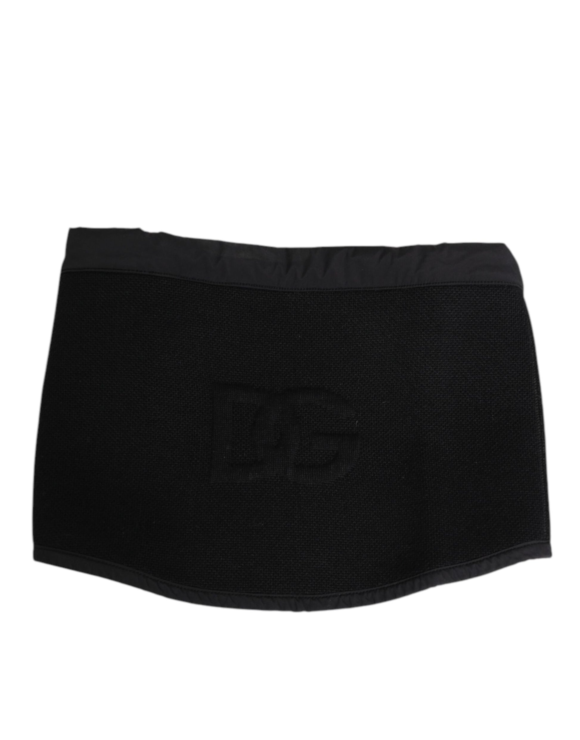 Dolce & Gabbana Black Lace Stole Knitted DG Logo Men One Size Scarf